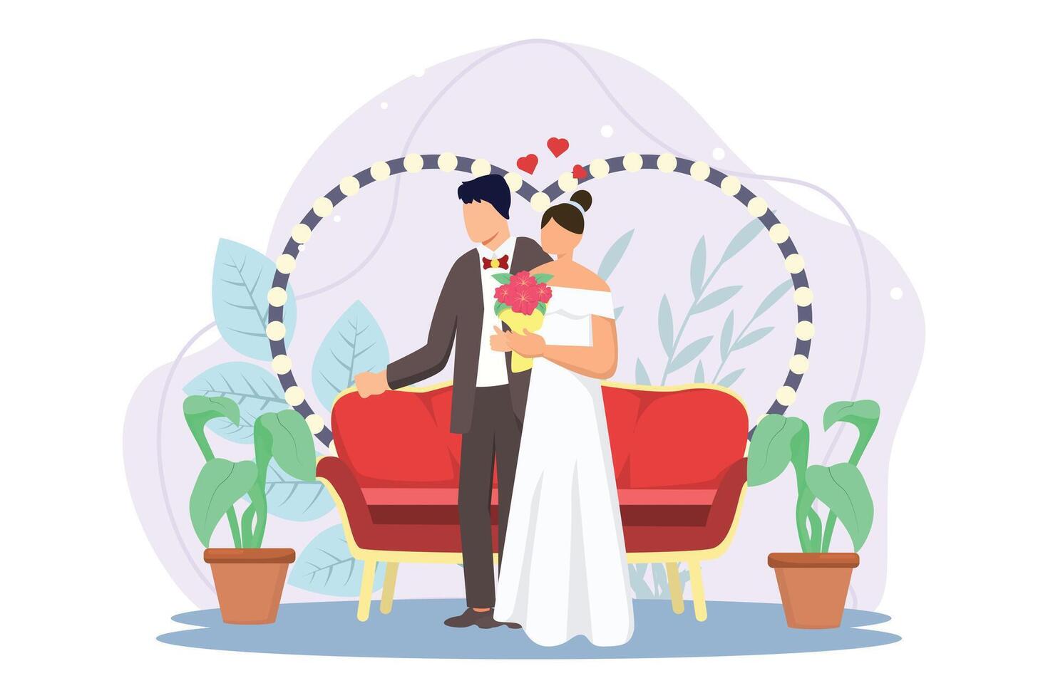 mariage couple plat illustration conception vecteur