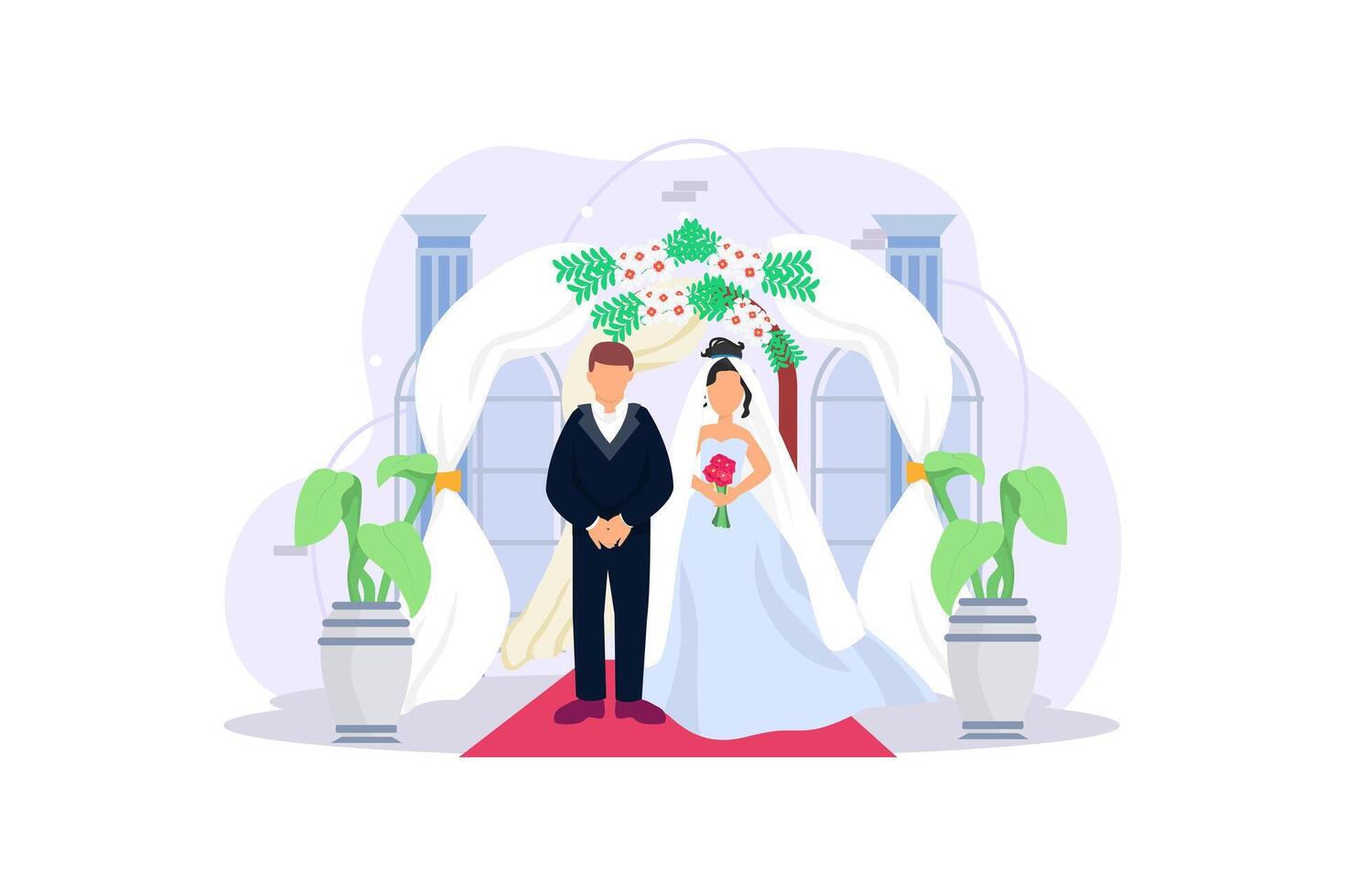 mariage couple plat illustration conception vecteur