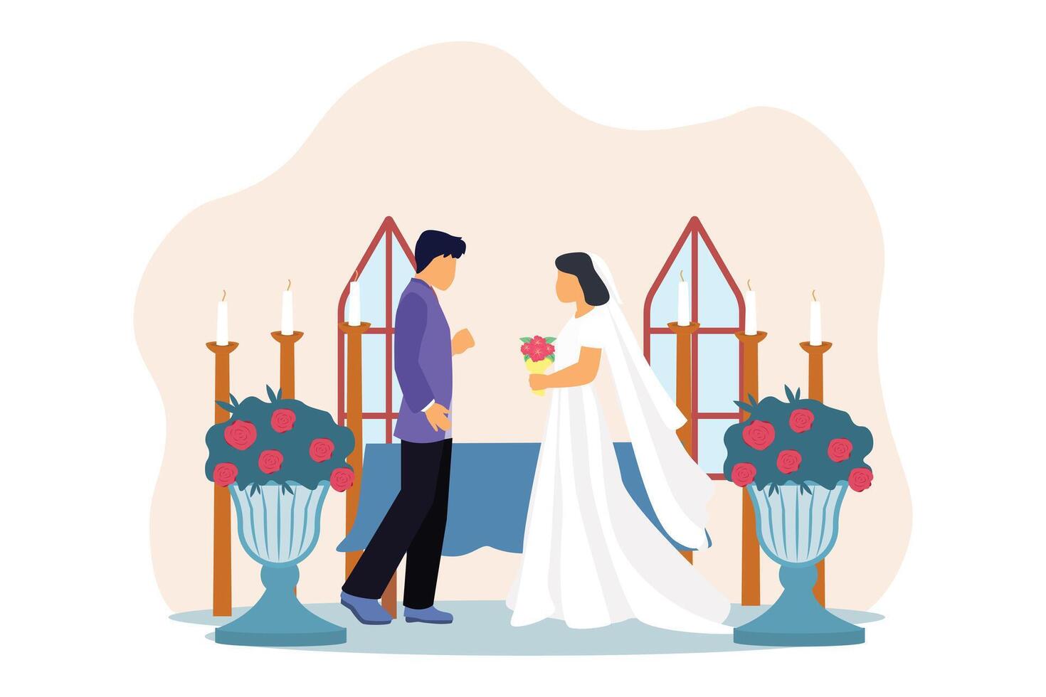 mariage couple plat illustration conception vecteur