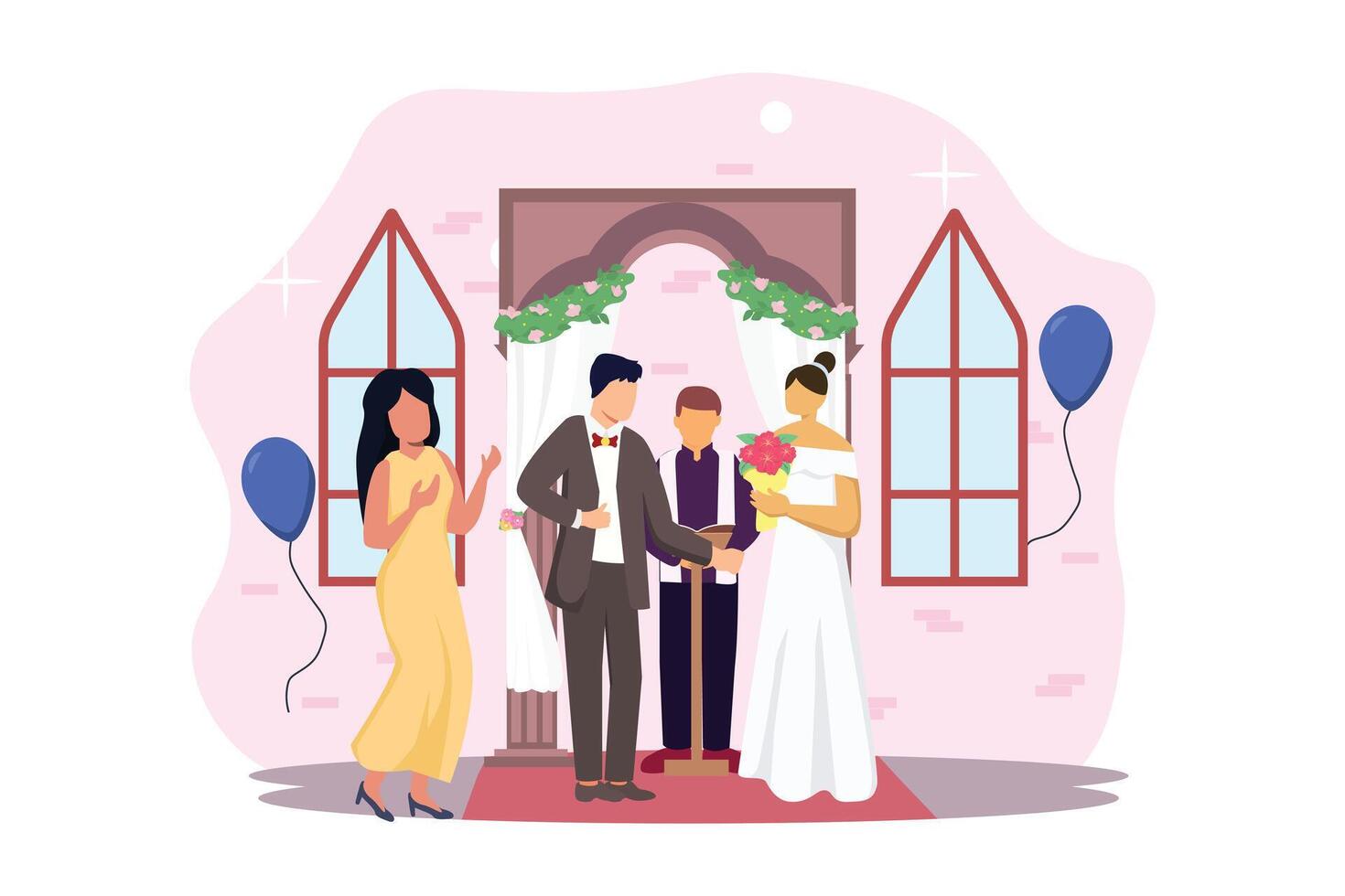 mariage couple plat illustration conception vecteur