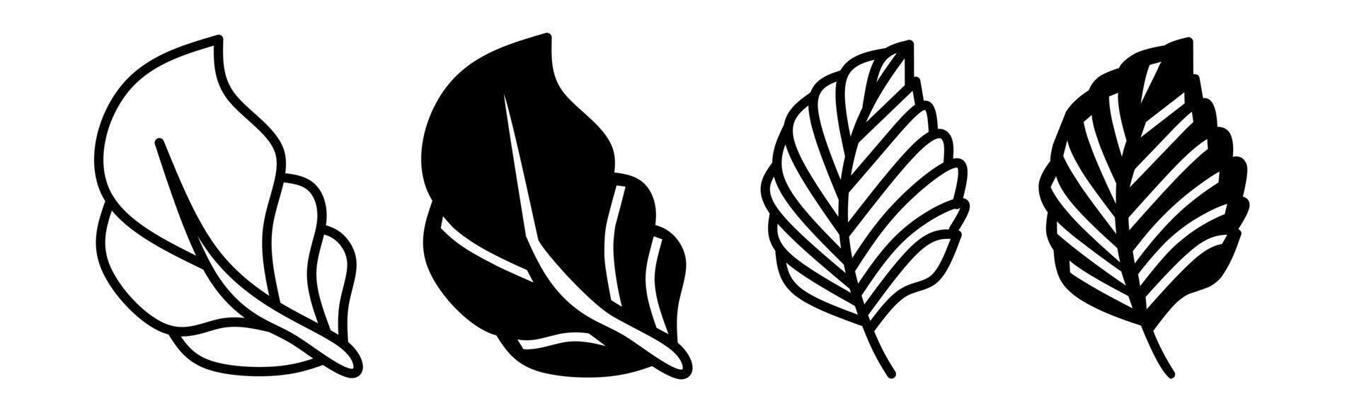 silhouette de feuilles icône illustration sur blanc Contexte. feuille icône ensemble pour entreprise. Stock vecteur