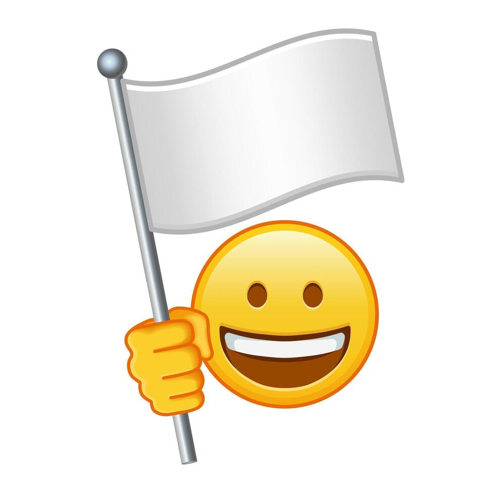 emoji avec blanc drapeau grand Taille de Jaune emoji sourire vecteur