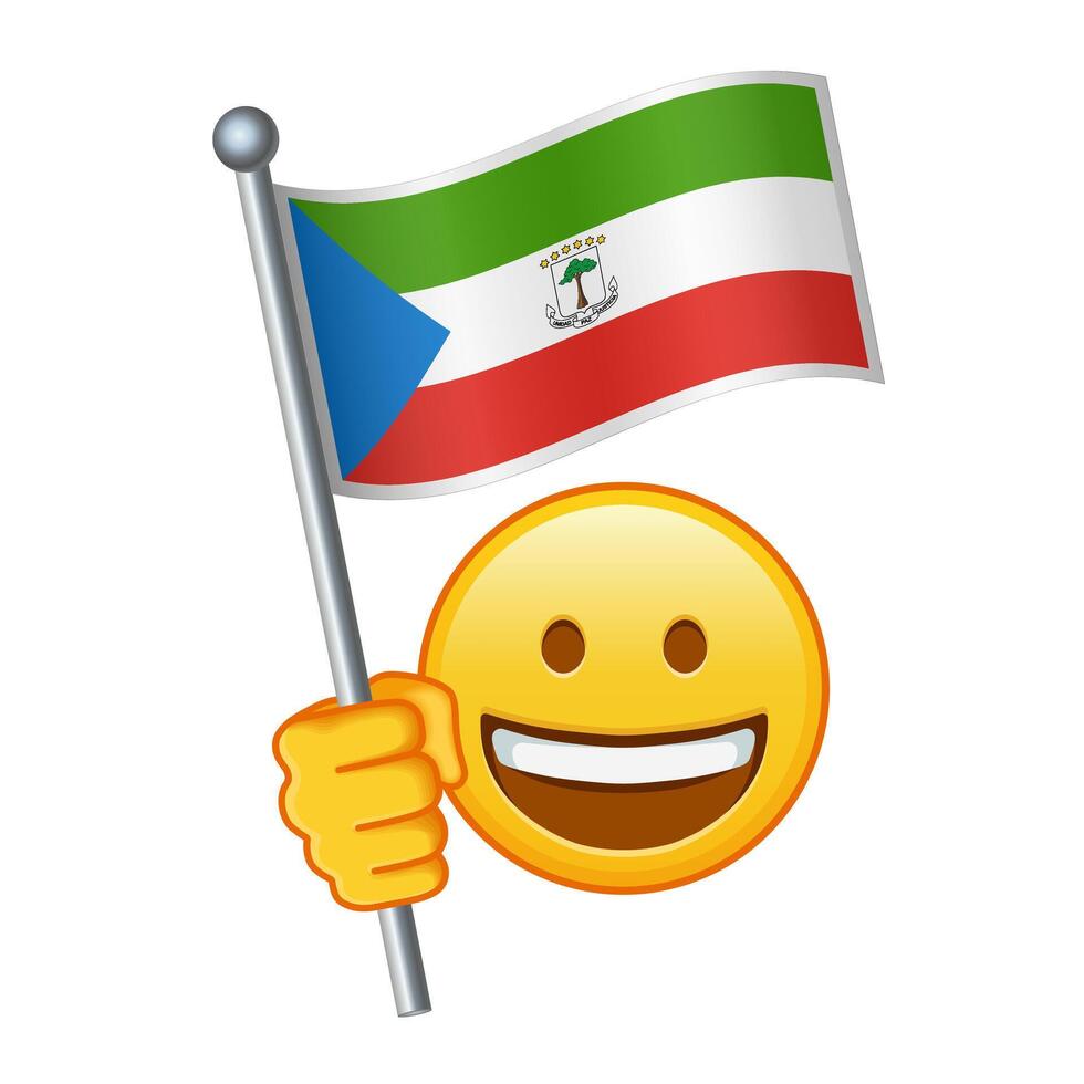 emoji avec équatorial Guinée drapeau grand Taille de Jaune emoji sourire vecteur