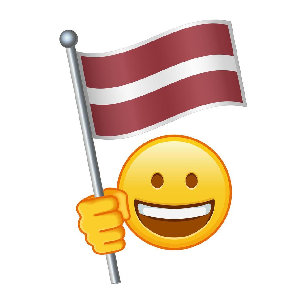 emoji avec Lettonie drapeau grand Taille de Jaune emoji sourire vecteur