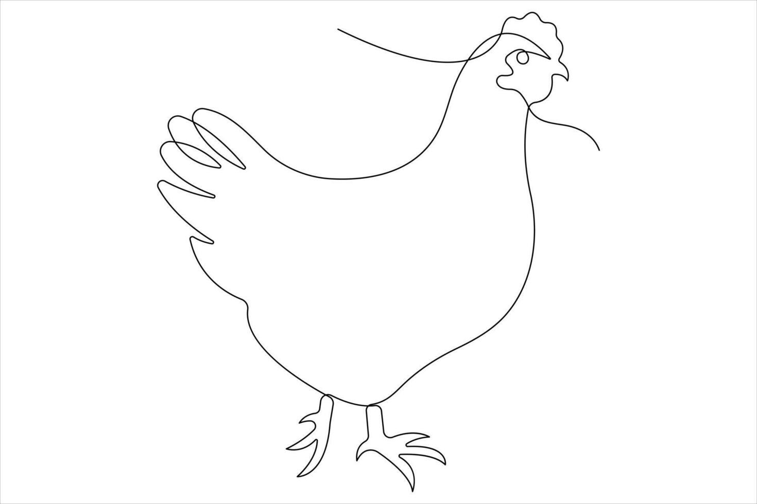 continu un ligne art dessin de animal de compagnie animal poulet concept contour vecteur illustration