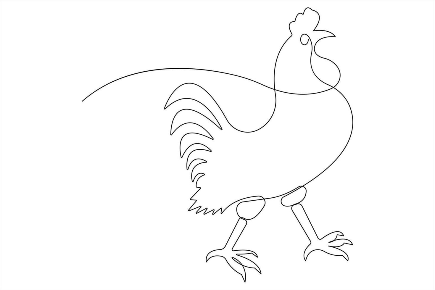 continu un ligne art dessin de animal de compagnie animal poulet concept contour vecteur illustration