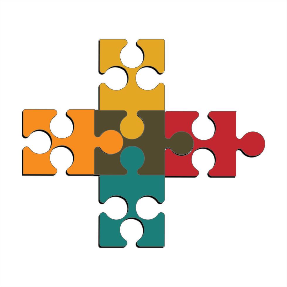 coloré puzzle scie sauteuse icône vecteur plat conception modèle vecteur illustration. eps dix. géométrique puzzle pièces. infographie base dans rétro couleurs