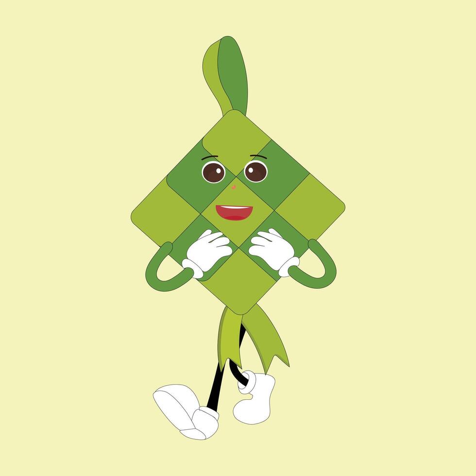 ketupat mascotte personnage illustration dans ancien style avec bras et jambes avec une variété de émotions et Actions, génial Ressource pour icône, symbole, logo, autocollant, bannière. eps dix vecteur