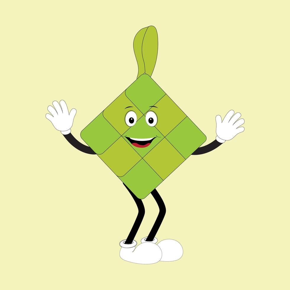 ketupat mascotte personnage illustration dans ancien style avec bras et jambes avec une variété de émotions et Actions, génial Ressource pour icône, symbole, logo, autocollant, bannière. eps dix vecteur