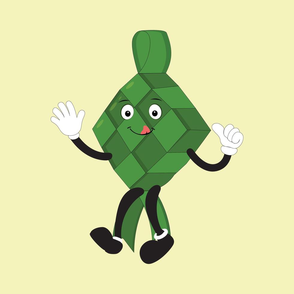 ketupat mascotte personnage illustration dans ancien style avec bras et jambes avec une variété de émotions et Actions, génial Ressource pour icône, symbole, logo, autocollant, bannière. eps dix vecteur