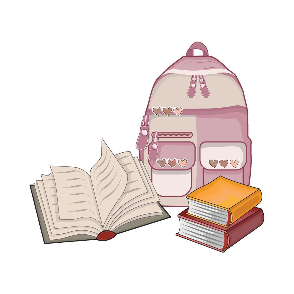 illustration de sac à dos avec livre vecteur