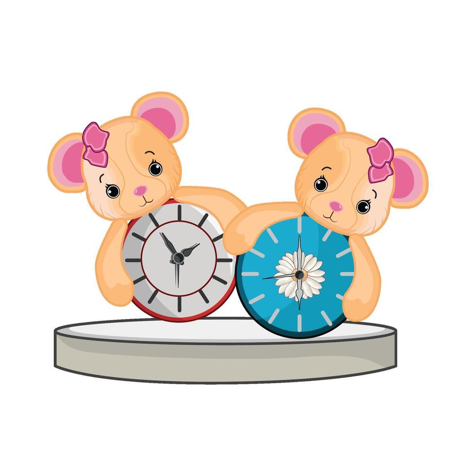 illustration de nounours ours l'horloge vecteur