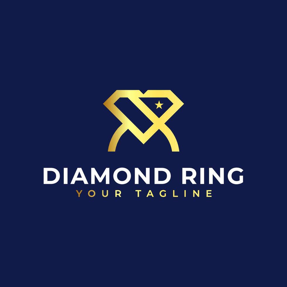 diamant bague logo concept - diamant en forme de bague bijoux logo transformation conception. vecteur