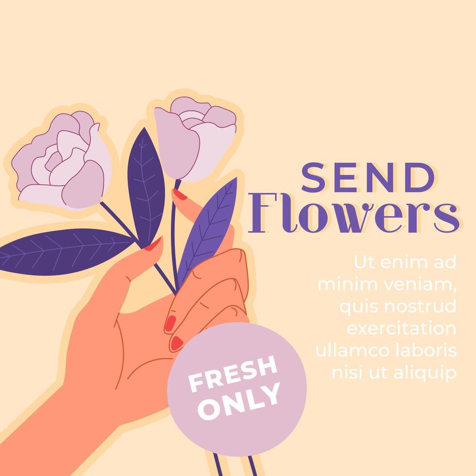 envoyer Frais fleurs, publicité avec fleuristerie vecteur