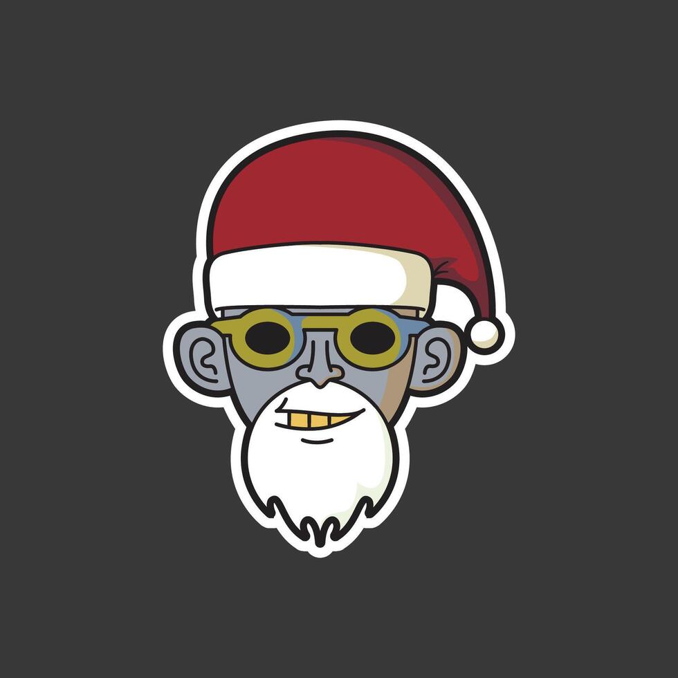 Père Noël claus autocollant avec des lunettes vecteur