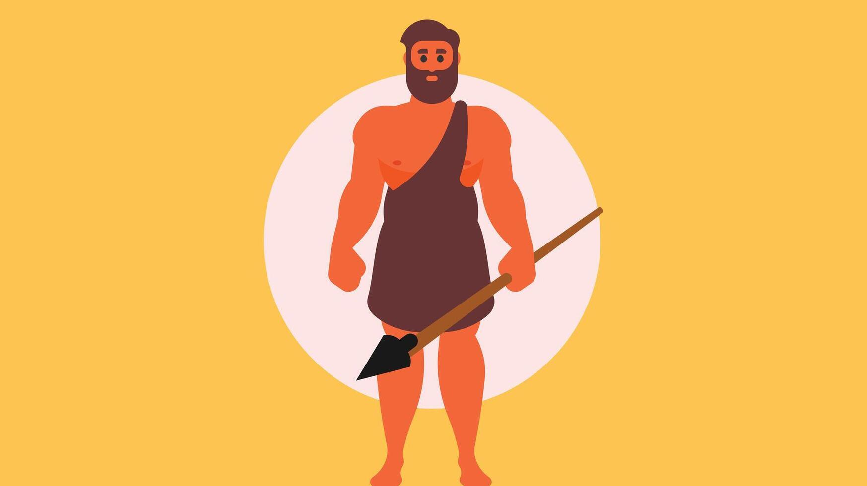 primitif homme avec guerre outils dans le préhistorique ère vecteur isolé illustration