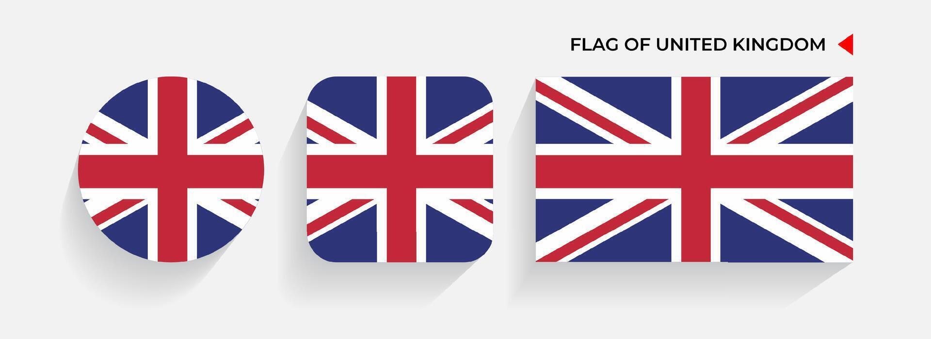 uni Royaume drapeaux arrangé dans rond, carré et rectangulaire formes vecteur