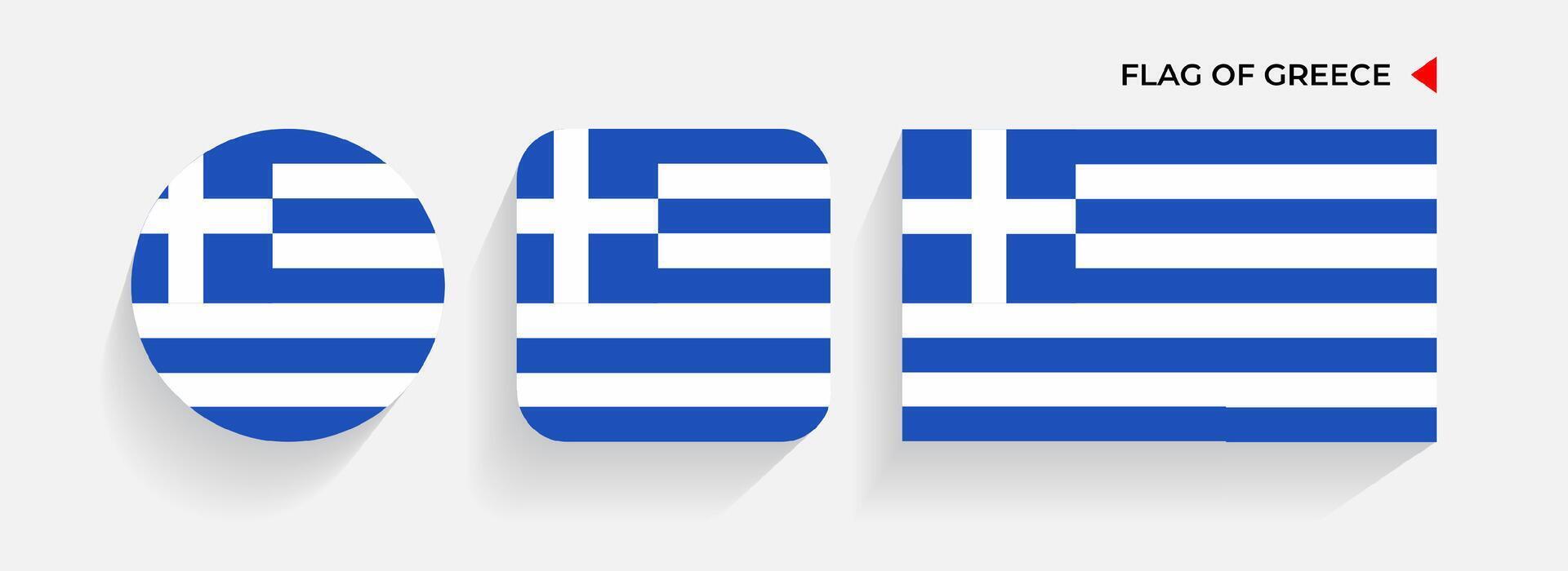 Grèce drapeaux arrangé dans rond, carré et rectangulaire formes vecteur