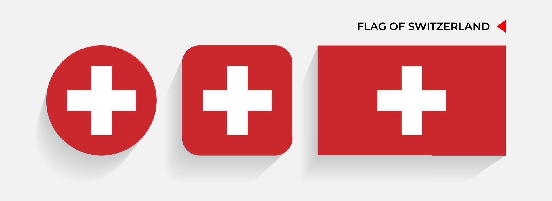 Suisse drapeaux arrangé dans rond, carré et rectangulaire formes vecteur