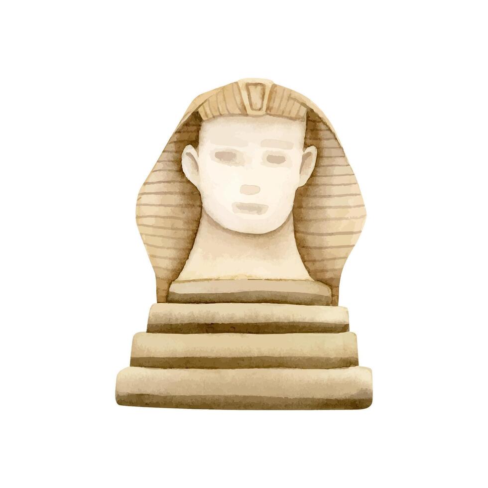 Egypte statue de sphinx pour haggadah Pessah, Pâque symboles aquarelle vecteur illustration