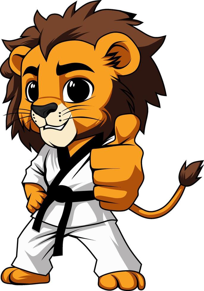 martial les arts karaté Lion les pouces en haut personnage vecteur