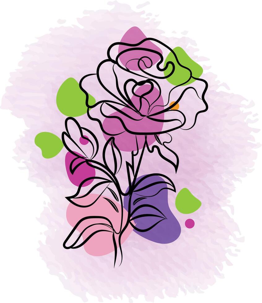 aquarelle fleur ligne art vecteur