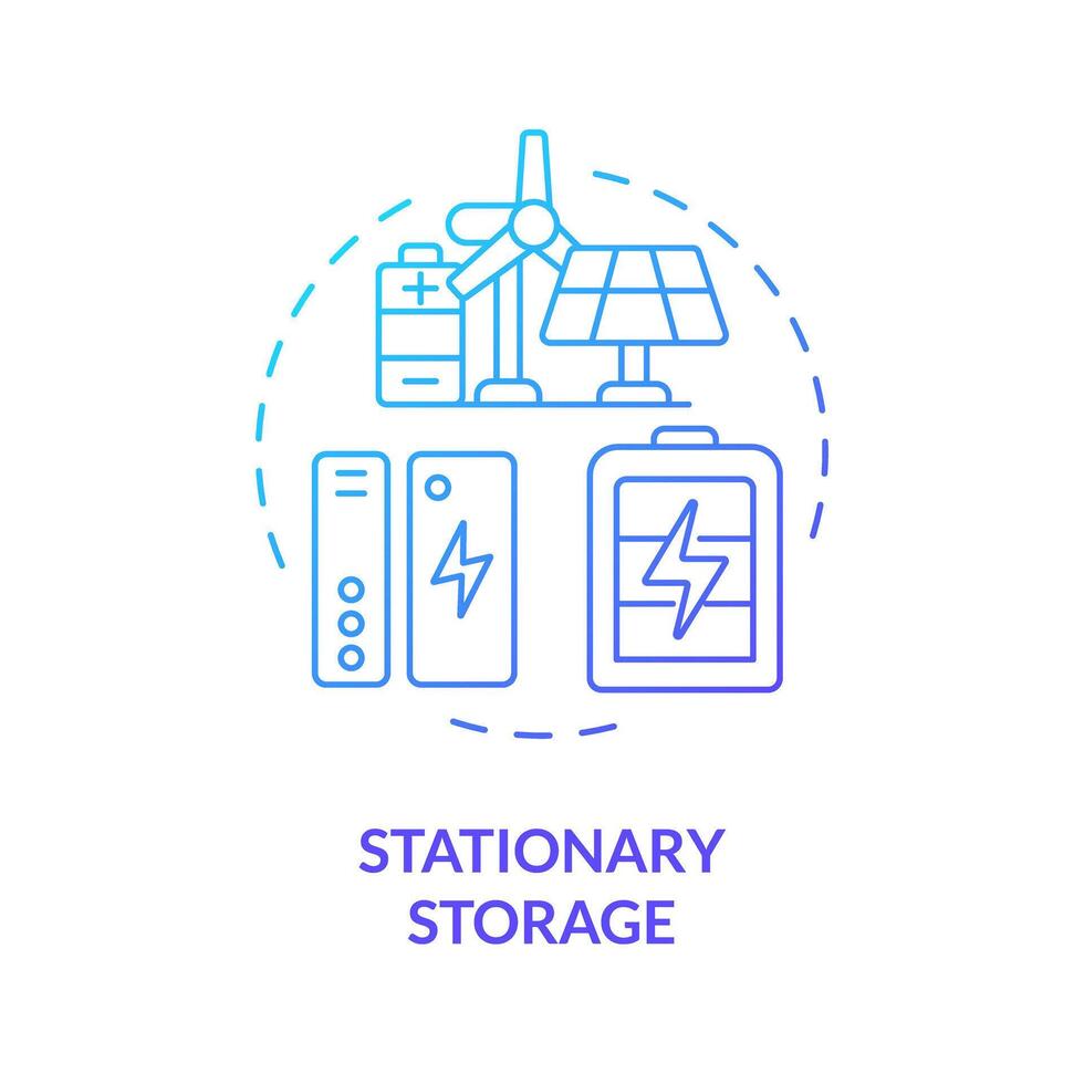 Stationnaire espace de rangement bleu pente concept icône. haute densité énergie source. Puissance batterie fournir. rond forme ligne illustration. abstrait idée. graphique conception. facile à utilisation dans brochure, brochure vecteur