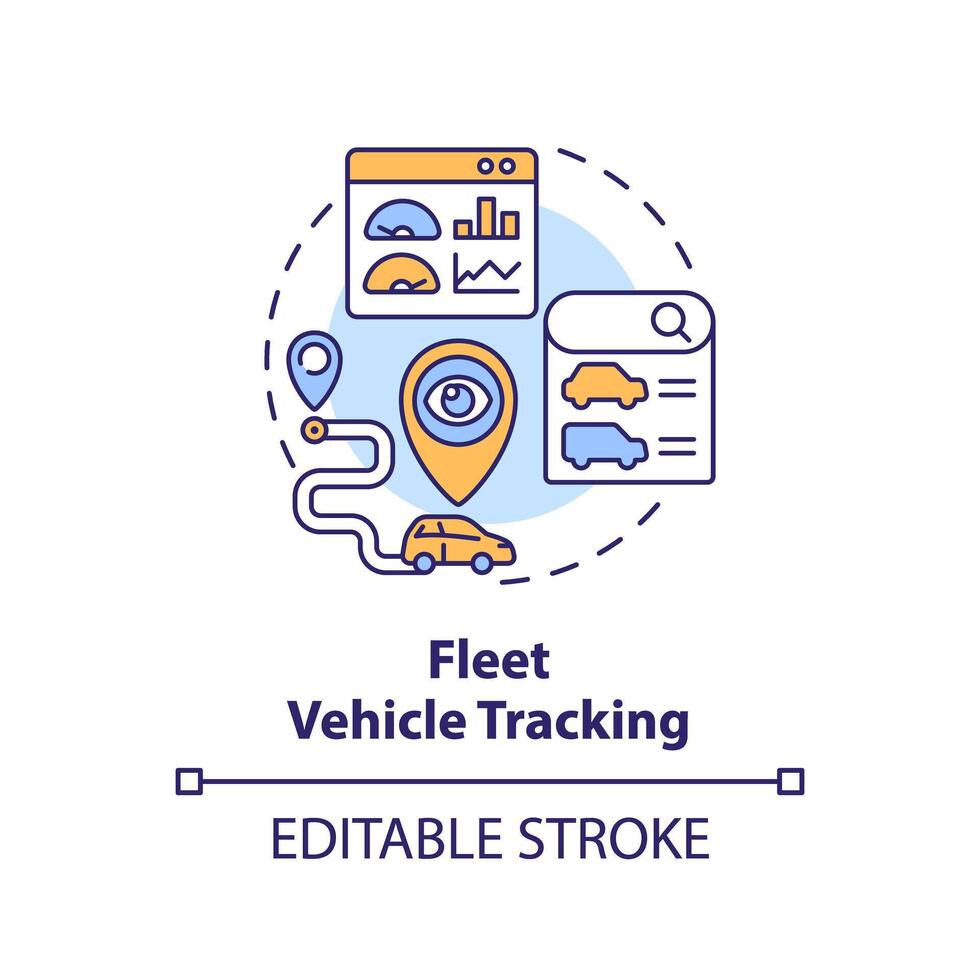 flotte véhicule suivi multi Couleur concept icône. reefer surveillance, route planification. rond forme ligne illustration. abstrait idée. graphique conception. facile à utilisation dans infographie, présentation vecteur