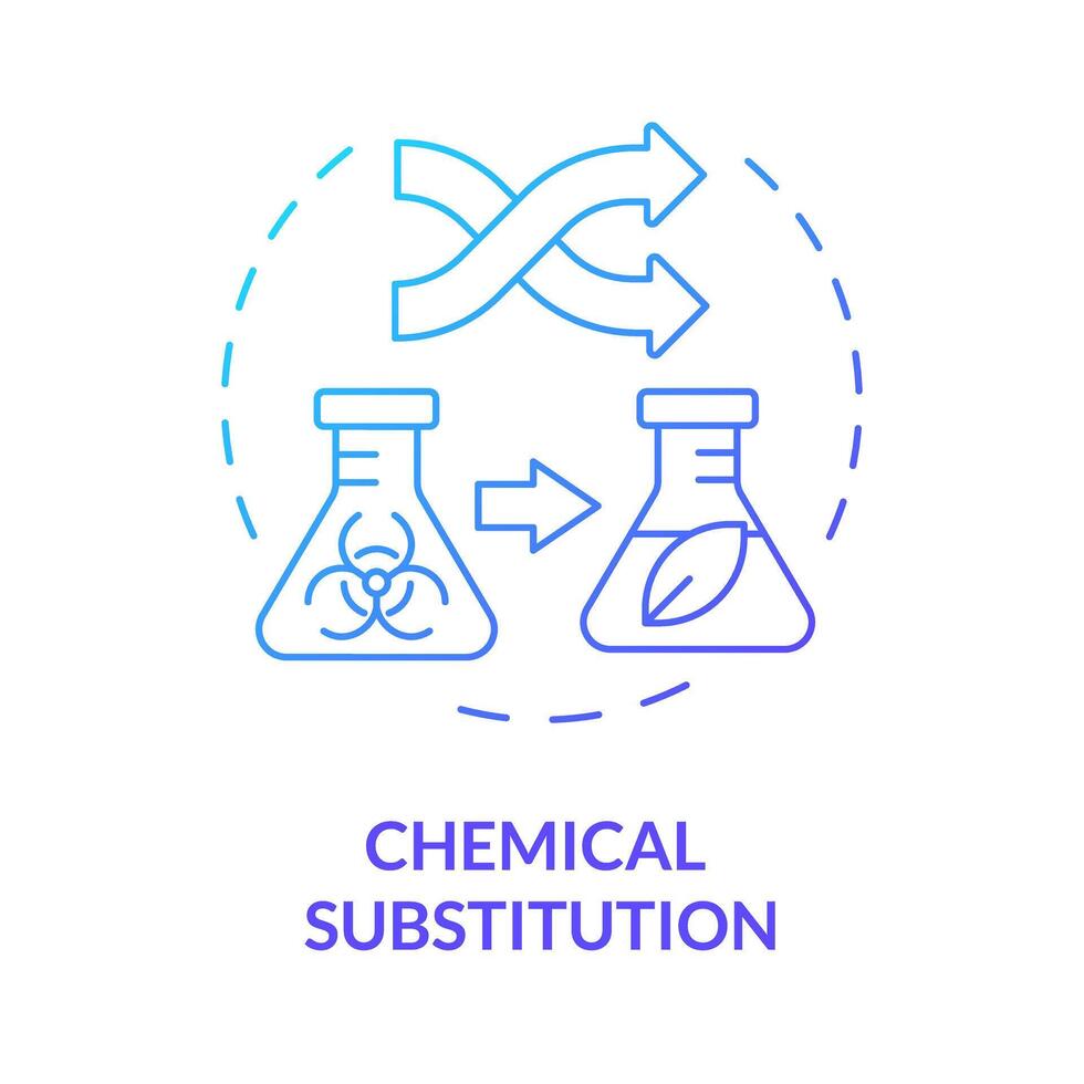 chimique substitution bleu pente concept icône. moléculaire réaction, chimie. respectueux de la nature la synthèse, la pollution réduire. rond forme ligne illustration. abstrait idée. graphique conception. facile à utilisation vecteur