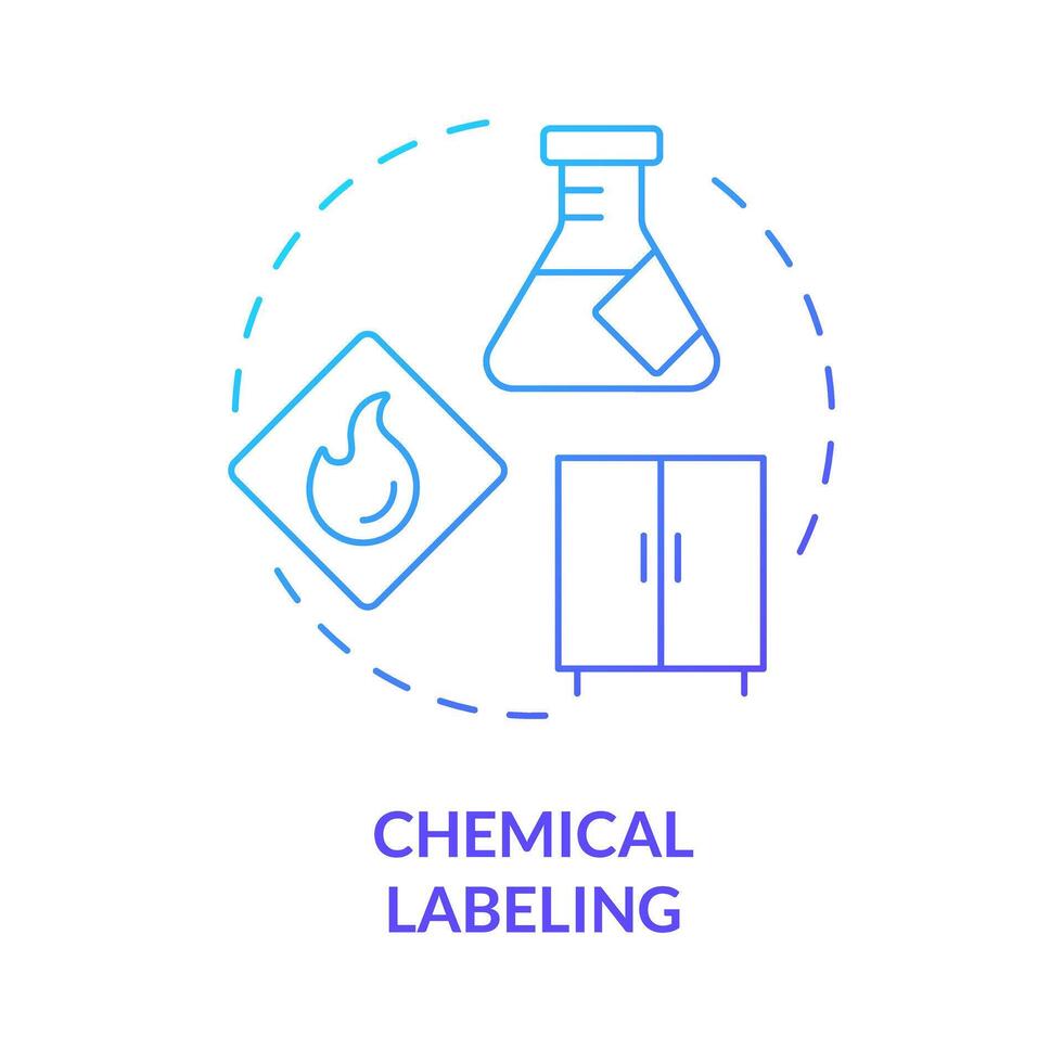 chimique étiquetage bleu pente concept icône. échantillon gestion. Matériel sécurité, correct stockage. rond forme ligne illustration. abstrait idée. graphique conception. facile à utilisation présentation, article vecteur