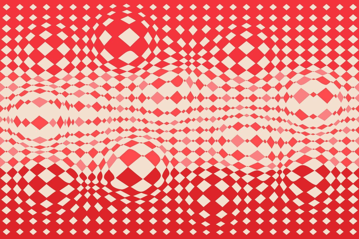 psychédélique rétro modèle avec déformé damier. sensationnel sans couture rectangle Contexte. rose rouge couleur. ancien fond d'écran. vecteur illustration.