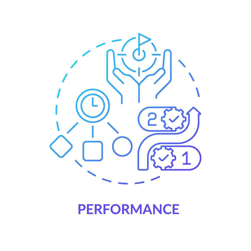 performance bleu pente concept icône. productivité amélioration. rond forme ligne illustration. abstrait idée. graphique conception. facile à utilisation dans infographie, promotionnel matériel, article, Blog Publier vecteur