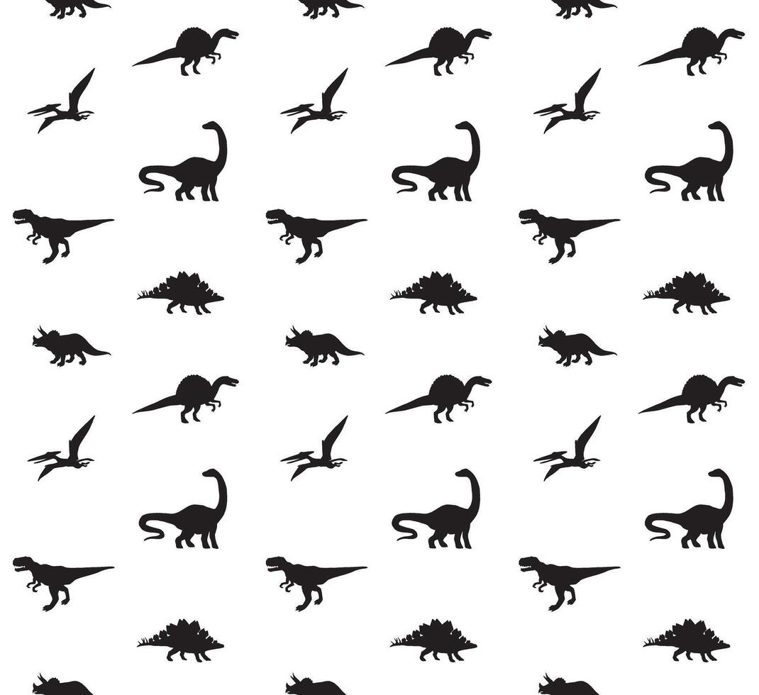 modèle sans couture de vecteur de silhouette de dinosaures