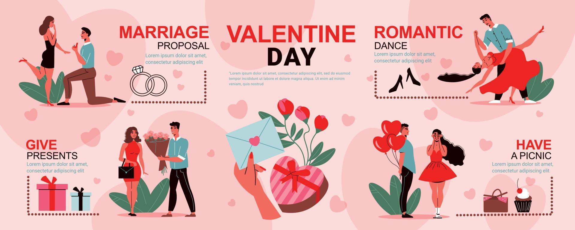 infographie romantique de la saint valentin vecteur