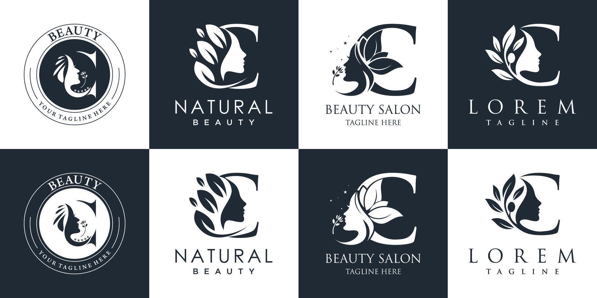 lettre logo c conception collection avec la nature beauté concept prime vecteur