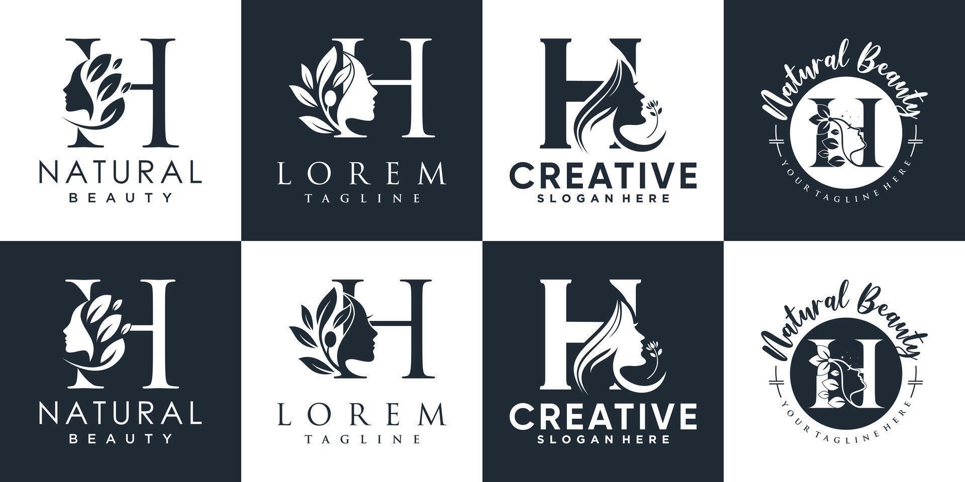 lettre logo h conception collection avec la nature beauté concept prime vecteur