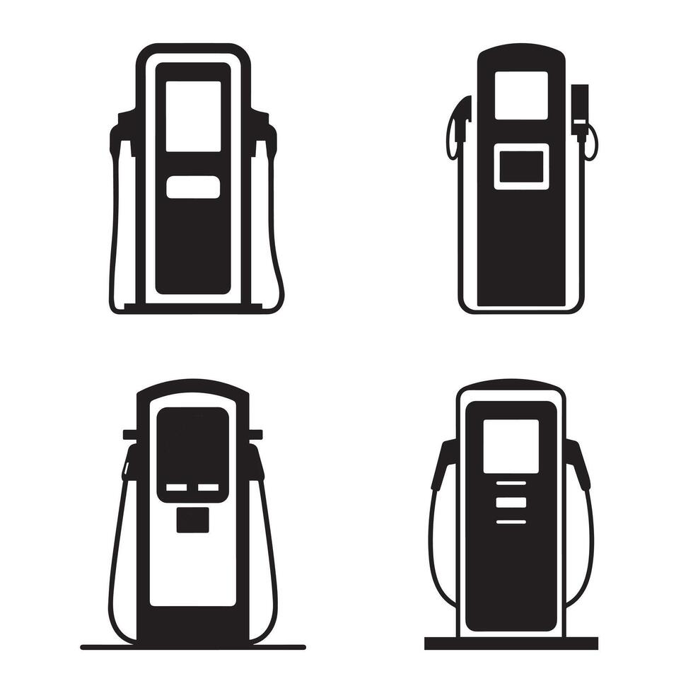 mise en charge station icône ensemble. noir icône ensemble sur blanc Contexte. vecteur illustration