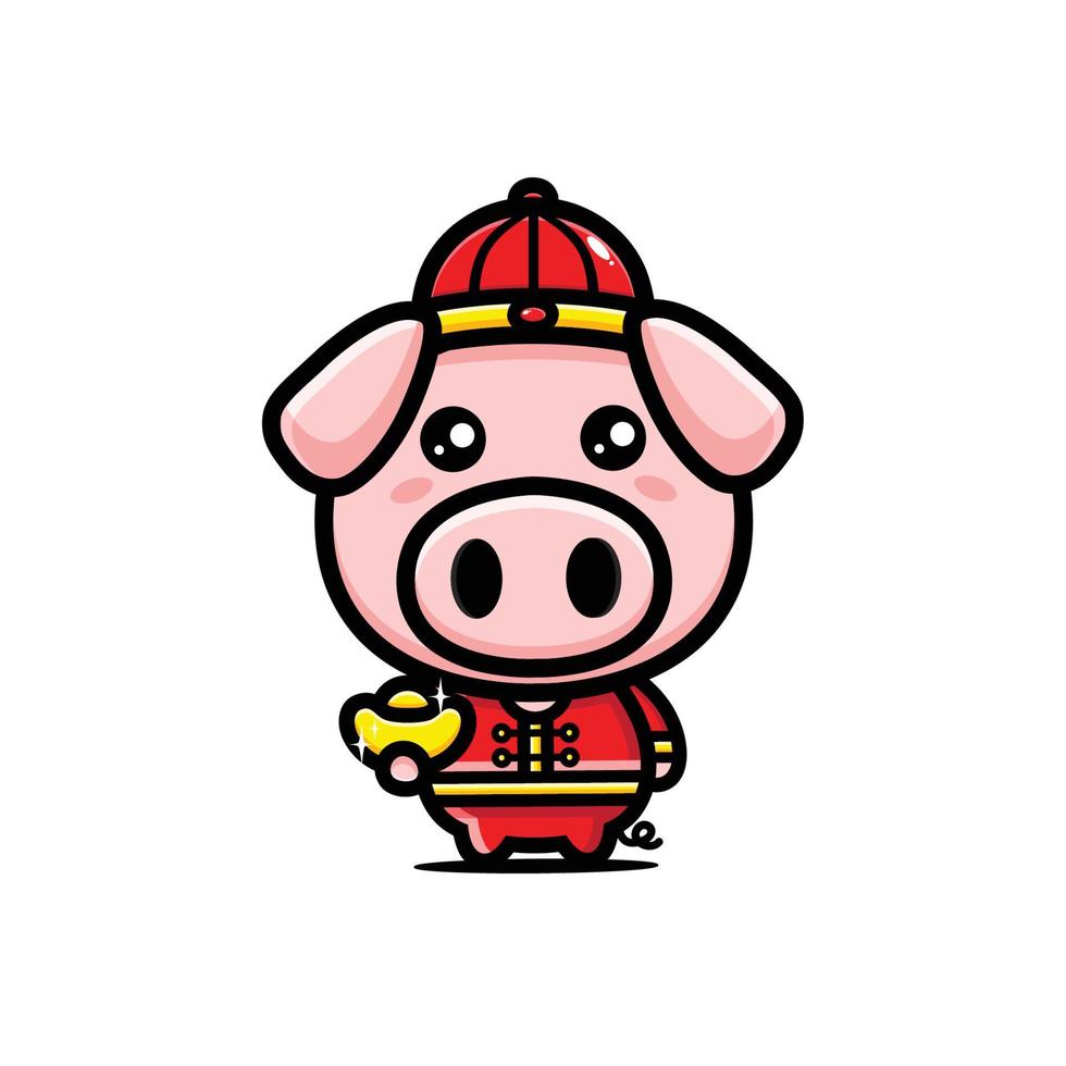 conception de personnage de mascotte de cochon mignon vecteur