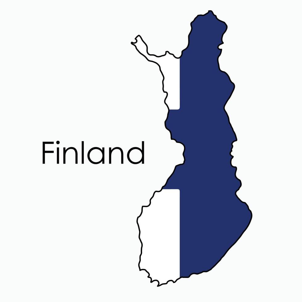 contour dessin de Finlande drapeau carte. vecteur