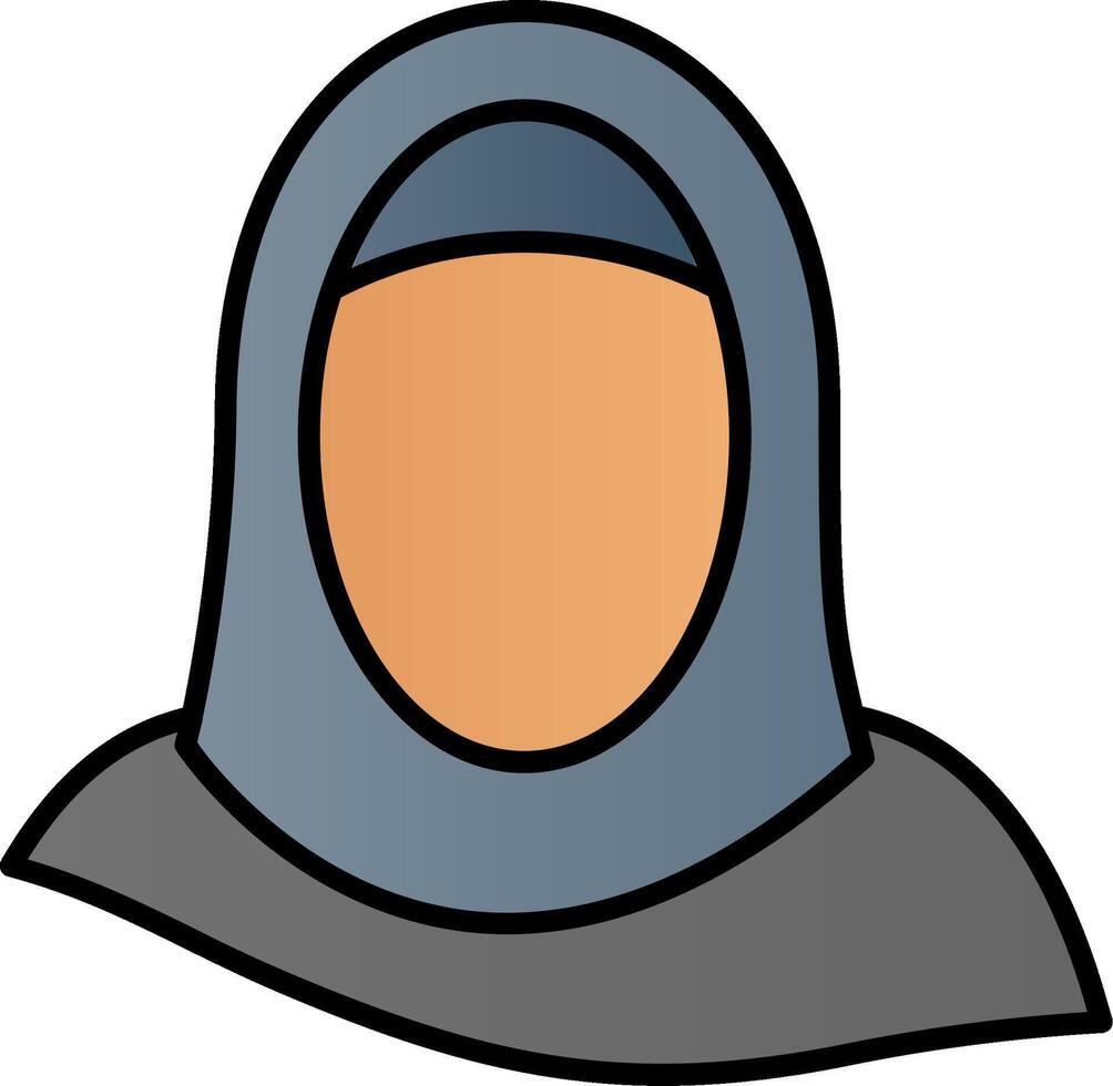 hijab ligne rempli pente icône vecteur