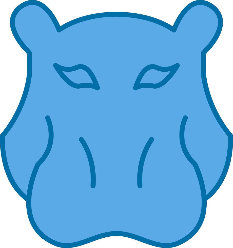 hippopotame rempli bleu icône vecteur