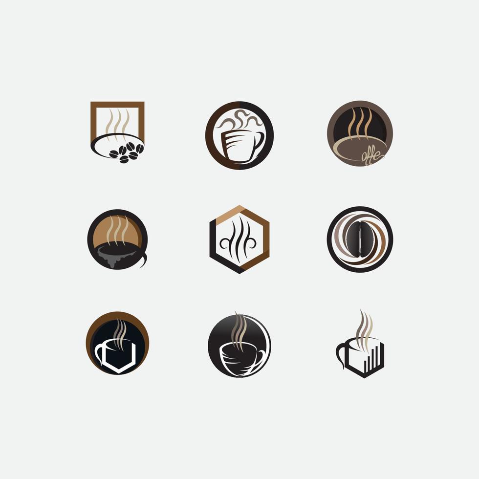 Café et grain de café icon set logo vector design illustration