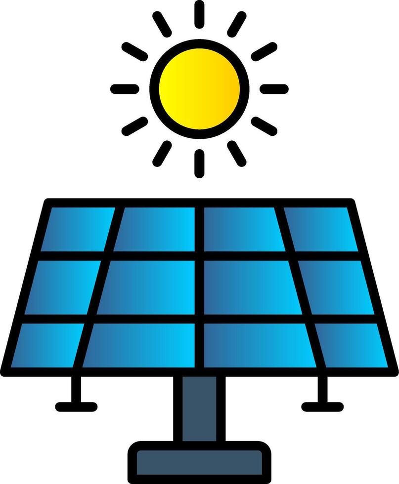 solaire énergie ligne rempli pente icône vecteur