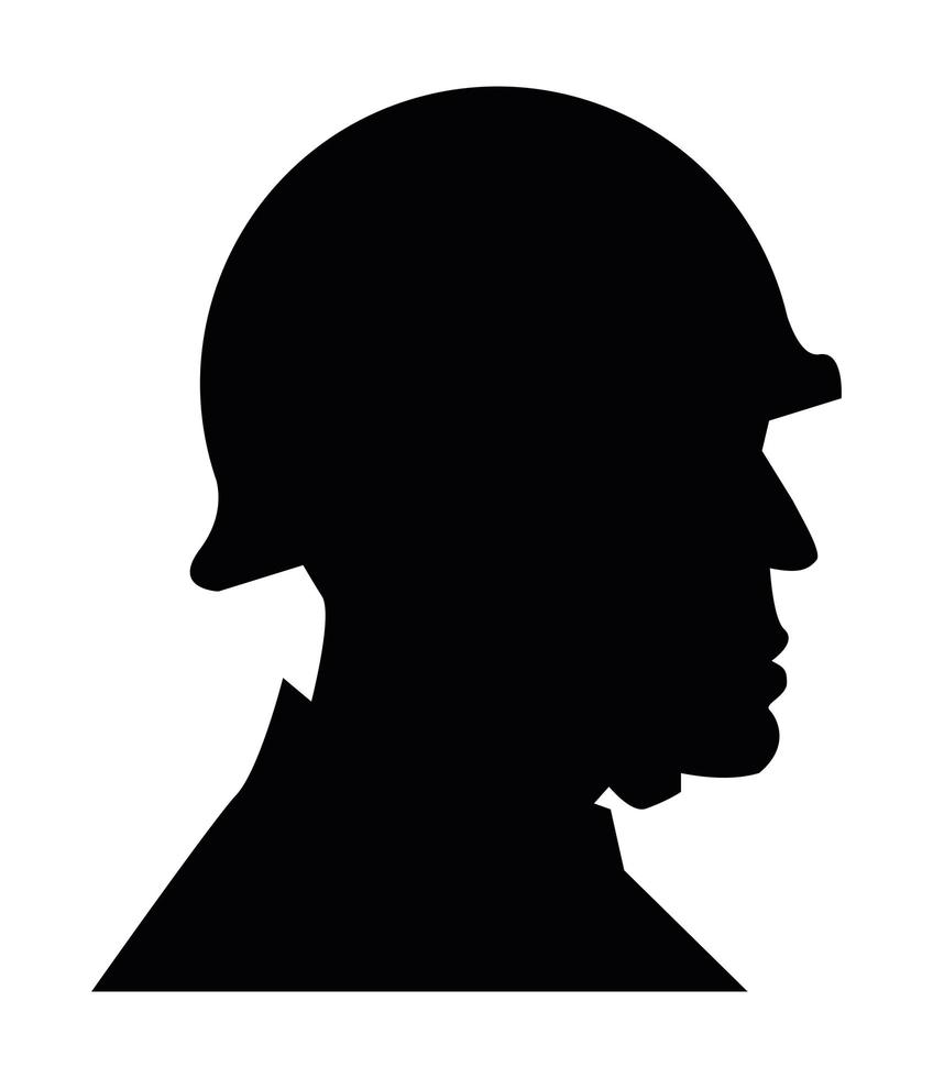 silhouette de profil de soldat vecteur