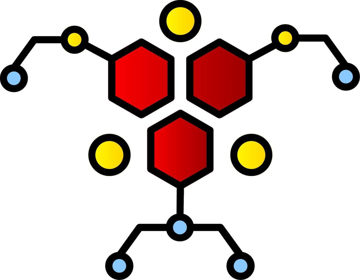 molécule ligne rempli pente icône vecteur
