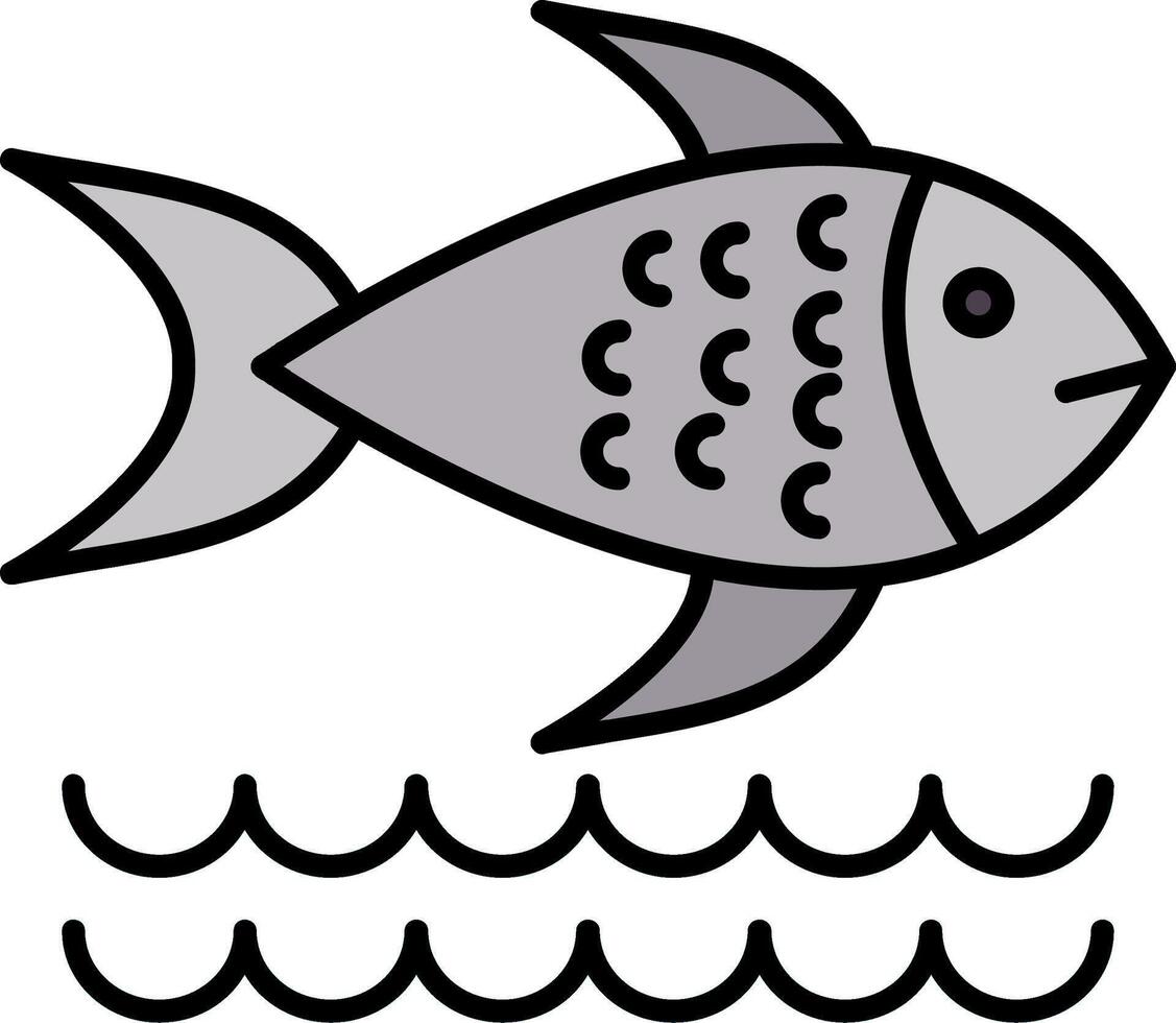 poisson ligne rempli pente icône vecteur