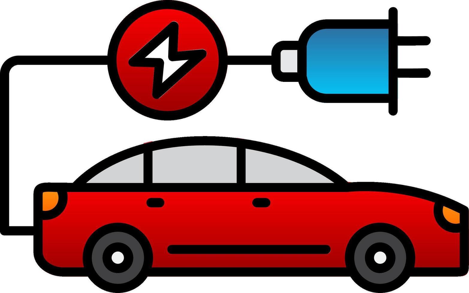 électrique voiture ligne rempli pente icône vecteur