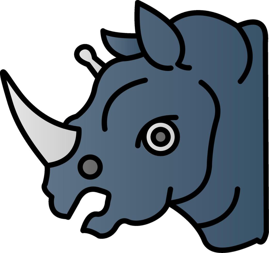 rhinocéros ligne rempli pente icône vecteur