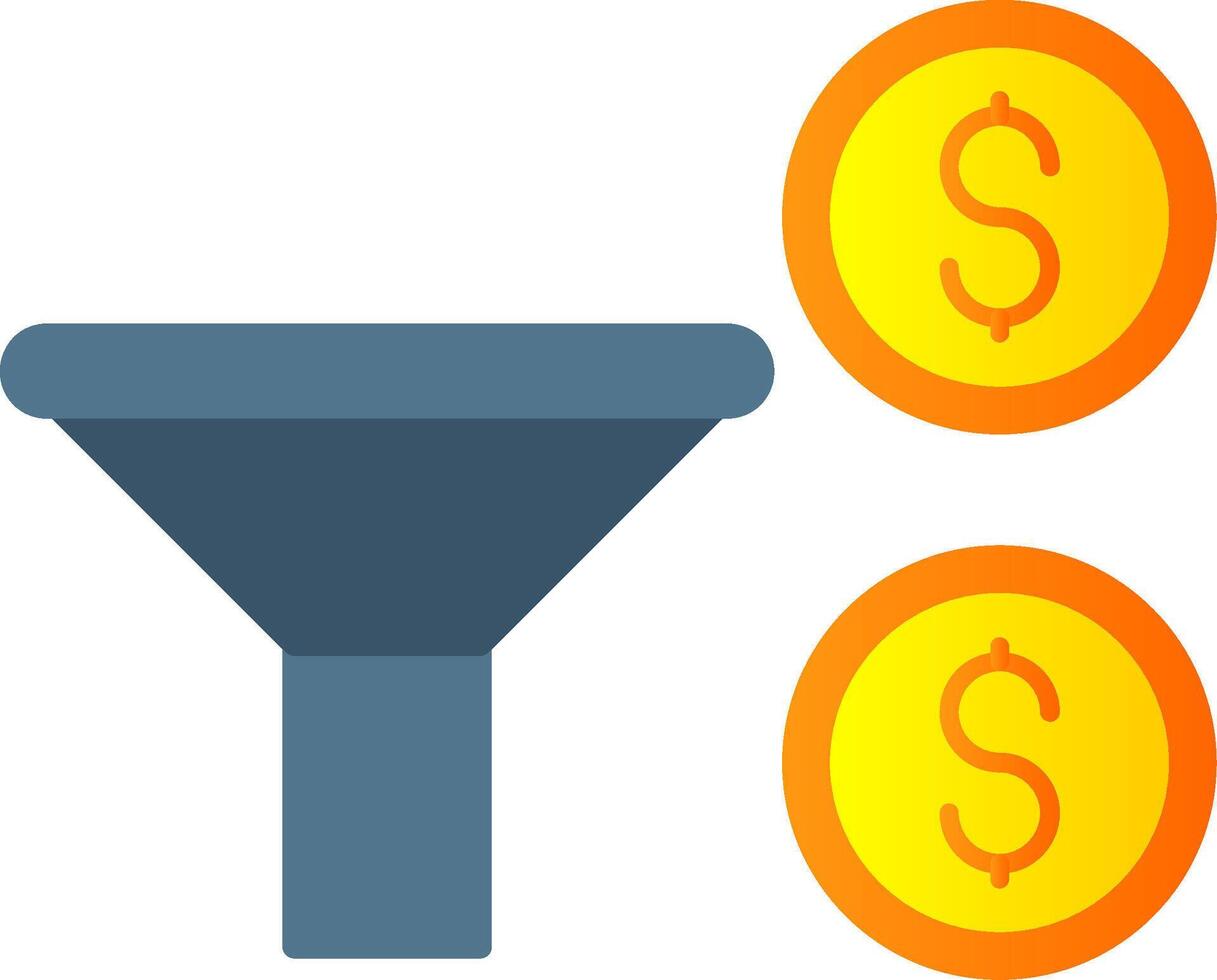 Ventes entonnoir plat pente icône vecteur