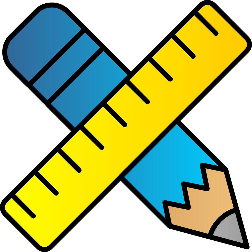 crayon et règle ligne rempli pente icône vecteur